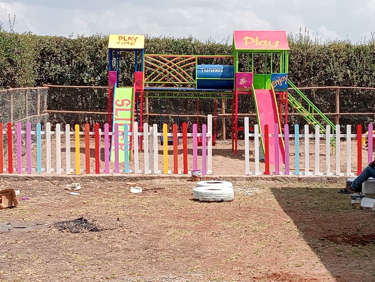 Winnie the Pooh and Tigger under a fruit tree mural